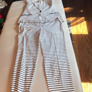 Express pants suit black and white striped